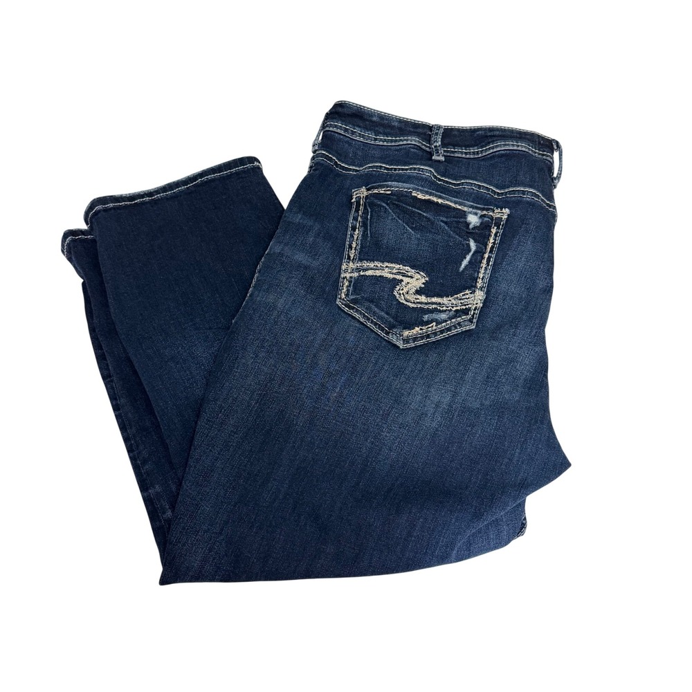 Silver Jeans Co Suki Capri Dark Wash Distressed Plus Size 22 Boho Western Casual